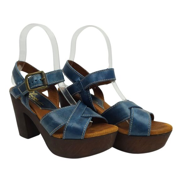 Sbicca Vintage Collection Platform Sandals Womens US 6.5 EU 37 Blue Chunky Heel - Picture 2 of 16